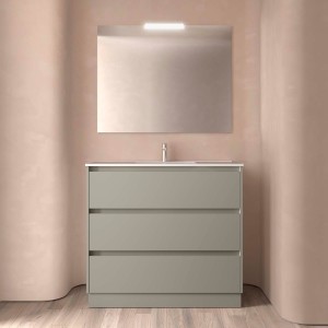 Ensemble meuble et vasque NOJA II 1000 3 tiroirs Gris satiné P450 - SALGAR 118474 