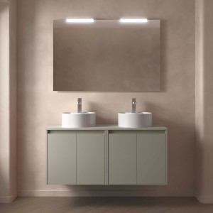 Ensemble meuble et plan de toilette NOJA II 1400 4 portes Gris satiné L1400 P450 - SALGAR 118480 