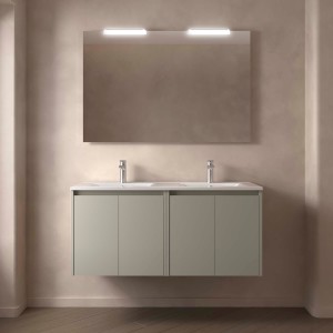 Ensemble Meuble Plan Vasque Miroir Applique NOJA II 1200 4 portes Gris satiné P450 - SALGAR 118562 