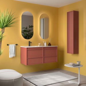 Ensemble meuble vasque salle de bain ATTILA 1200 4 tiroirs Red satin P450 - SALGAR 118683 