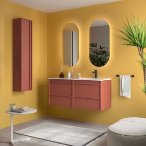 Ensemble meuble vasque salle de bain ATTILA 1200 4 tiroirs Red satin P450 - SALGAR 118692 