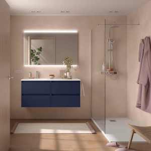 Ensemble meuble et vasque NOJA II 1200 4 tiroirs Blue satin P450 - SALGAR 118801 