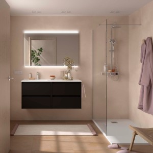 Ensemble Meuble Plan Vasque Miroir Applique NOJA II 1200 4 tiroirs Black satin P450 - SALGAR 119697 