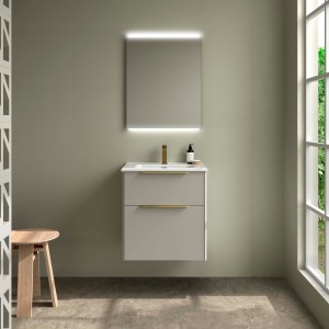 Ensemble meuble et vasque LUVA 600 2 tiroirs Gris satiné P450 - SALGAR 119749 