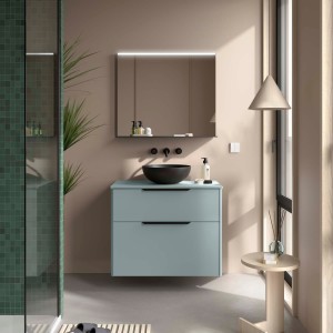 Ensemble Meuble de salle de bain et plan de toilette LUVA 800 2 tiroirs Aqua P450 - SALGAR 119758 