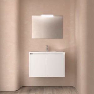 Ensemble meuble et vasque NOJA II 800 2 portes Blanc satiné P450 - SALGAR 105042 