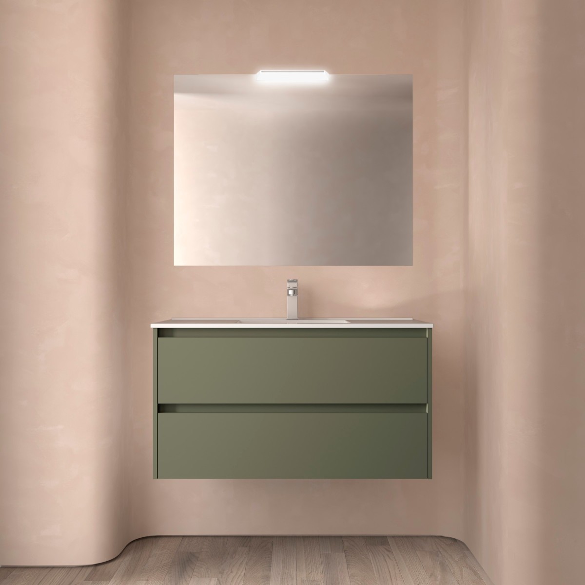 Ensemble meuble et vasque NOJA II 1000 2 tiroirs Green satin P450 - SALGAR 106092 