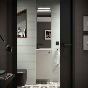 Ensemble meuble et vasque MARVILLE 400 lave-mains 1 Porte Gris satiné P225 - SALGAR 117869 