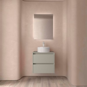 Ensemble Meuble de salle de bain et plan de toilette NOJA II 700 2 tiroirs Gris satiné P450 - SALGAR 118506 