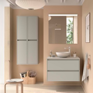 Ensemble Meuble de salle de bain et plan de toilette NOJA II 1000 2 tiroirs Gris satiné P450 - SALGAR 118509 