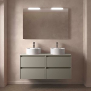Ensemble Meuble de salle de bain et plan de toilette NOJA II 1200 4 tiroirs Gris satiné P450 - SALGAR 118510 