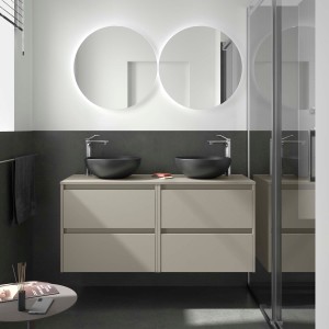 Ensemble Meuble de salle de bain et plan de toilette NOJA II 1400 4 tiroirs Gris satiné L1400 P450 - SALGAR 118511 