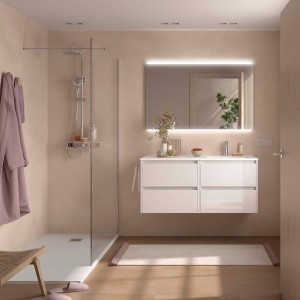 Ensemble Meuble Plan Vasque Miroir Applique NOJA II 1200 4 tiroirs Blanc Brillant P450 - SALGAR 119695 