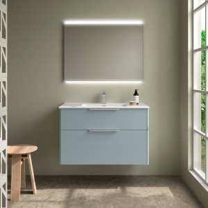 Ensemble meuble vasque salle de bain LUVA 1000 2 tiroirs Aqua P450 - SALGAR 119754 