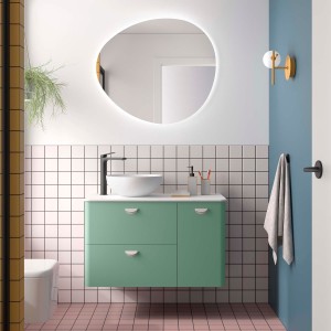 Meuble salle de bain UNIIQ 900 2T1P droite - vasque à gauche Dusty Teal H540 P450 - SALGAR 119886 