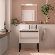 Ensemble meuble vasque salle de bain ATTILA 800 2 tiroirs Blanc satiné P450 - SALGAR 104715 