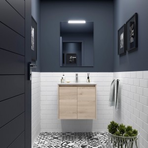 Ensemble meuble et vasque NOJA II 600 2 portes Chêne Naturel P450 - SALGAR 105027 