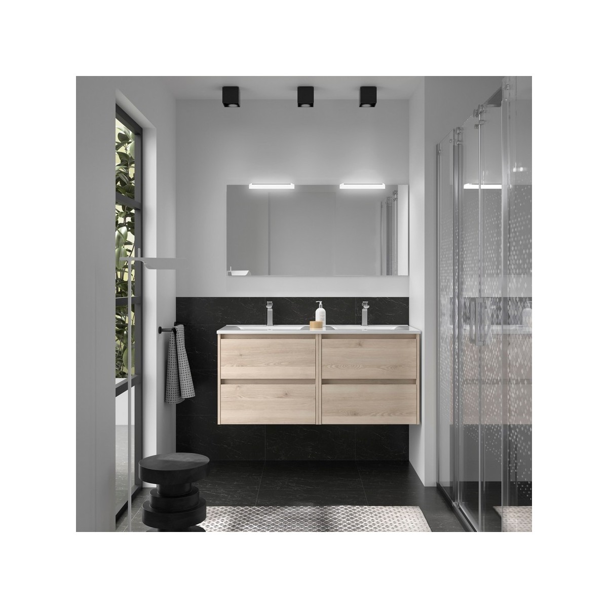 Ensemble meuble et vasque NOJA II 1200 4 tiroirs Chêne Naturel P450 - SALGAR 106103 