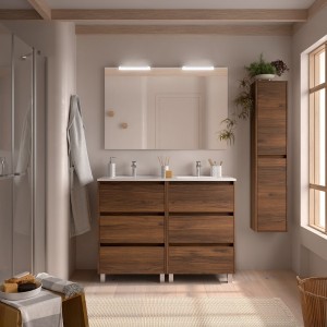 Ensemble meuble et vasque NOJA II 1200 6 tiroirs Noyer Maya P450 - SALGAR 106240 