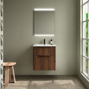 Ensemble meuble et vasque LUVA 600 2 tiroirs Noyer Maya P450 - SALGAR 117752 