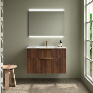 Ensemble meuble vasque salle de bain LUVA 1000 2 tiroirs Noyer Maya P450 - SALGAR 117756 