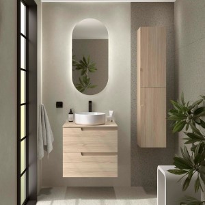 Ensemble Meuble de salle de bain et plan de toilette VIMA 600 2 tiroirs Chêne Sienna P450 - SALGAR 117964 