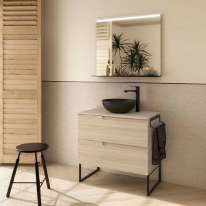 Ensemble Meuble de salle de bain et plan de toilette VIMA 800 2 tiroirs Chêne Sienna P450 - SALGAR 117965 