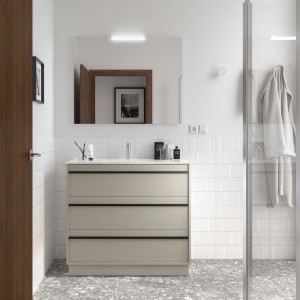 Ensemble meuble vasque salle de bain ATTILA 1000 3 tiroirs Gris satiné P450 - SALGAR 118003 