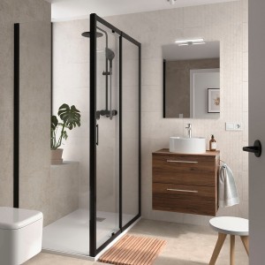 Ensemble Meuble de salle de bain et plan de toilette SILANE 600 2 tiroirs Noyer Maya P450 - SALGAR 118069 