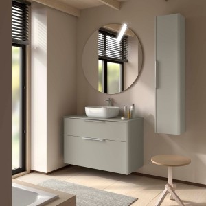 Ensemble Meuble de salle de bain et plan de toilette SILANE 1000 2 tiroirs Gris satiné P450 - SALGAR 118082 