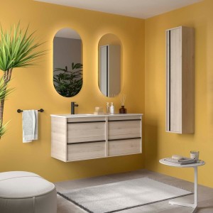 Ensemble meuble vasque salle de bain ATTILA 1200 4 tiroirs Chêne Naturel P450 - SALGAR 118684 