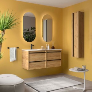 Ensemble meuble vasque salle de bain ATTILA 1200 4 tiroirs Chêne Africain P450 - SALGAR 118685 