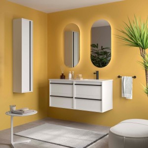 Ensemble meuble vasque salle de bain ATTILA 1200 4 tiroirs Blanc satiné P450 - SALGAR 118688 