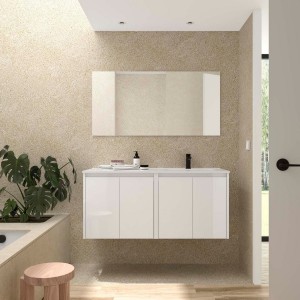 Ensemble meuble et vasque NOJA II 1200 4 portes Blanc satiné P450 - SALGAR 118772 