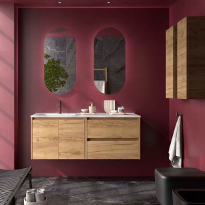 Ensemble meuble et vasque NOJA II 1200 2 tiroirs 2 portes Chêne Africain P450 - SALGAR 118825 