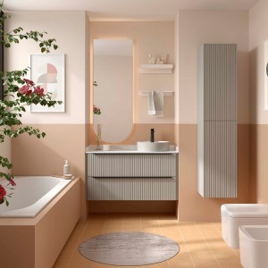 Meuble salle de bain BIBA 1000 2 tiroirs Gris de lune H540 P450 - SALGAR 119112 