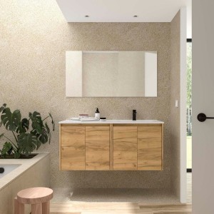 Ensemble Meuble Plan Vasque Miroir Applique NOJA II 1200 4 portes Chêne Africain P450 - SALGAR 119692 
