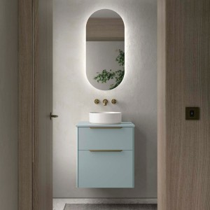 Ensemble Meuble de salle de bain et plan de toilette LUVA 600 2 tiroirs Aqua P450 - SALGAR 119756 