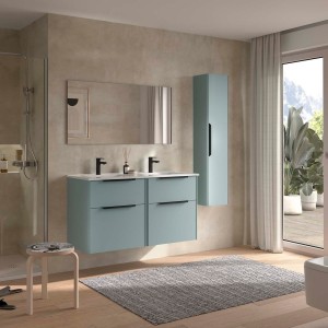 Ensemble Meuble Plan vasque et miroir LUVA 1200 2 tiroirs Aqua P450 - SALGAR 119865 