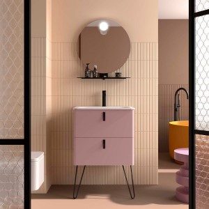 Meuble salle de bain UNIIQ 600 2 tiroirs Rose blush H540 P450 - SALGAR 119872 