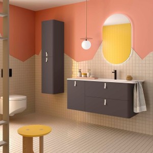 Meuble salle de bain UNIIQ 1200 2T1P gauche - vasque à droite Ebrom H540 P450 - SALGAR 119891 
