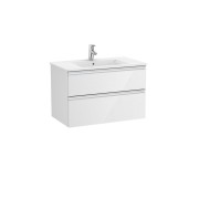 The gap unik meuble 2 tiroirs + lavabo slim 2 trou 800mm blanc brillant - ROCA A851478806 
