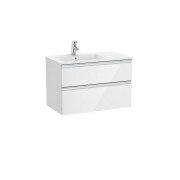 The gap unik meuble 2 tiroirs + lavabo gauche 2 trou 800mm blanc brillant - ROCA A851479806 
