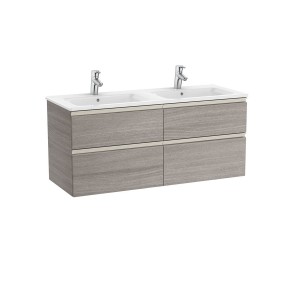 The gap unik meuble 4 tiroirs + lavabo slim double 2 trou 1200mm city oak - ROCA A851483402 