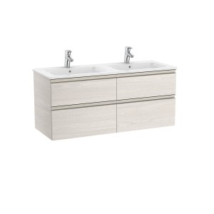 The gap unik meuble 4 tiroirs + lavabo slim double 2 trou 1200mm frêne nordic - ROCA A851483434 