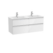 The gap unik meuble 4 tiroirs + lavabo slim double 2 trou 1200mm blanc brillant - ROCA A851483806 
