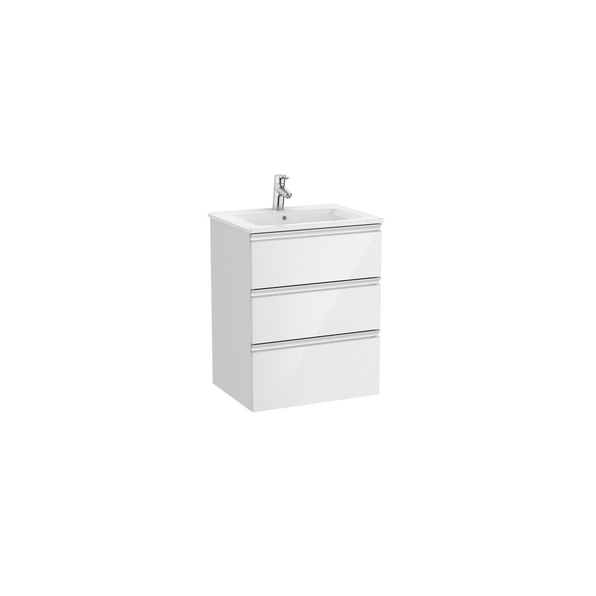 The gap unik meuble 3 tiroirs + lavabo slim 600mm blanc brillant - ROCA A851484806 