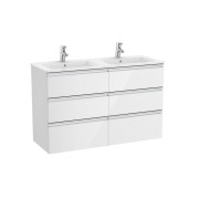 The gap unik meuble 6 tiroirs + lavabo slim double 1200mm blanc brillant - ROCA A851493806 