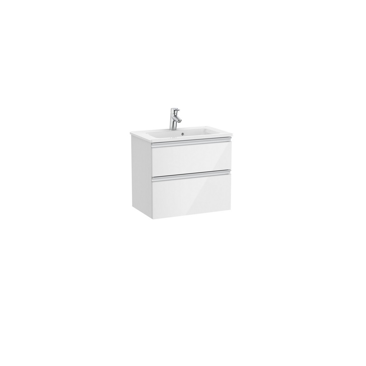 The gap unik meuble 2 tiroirs + lavabo slim 600mm blanc brillant - ROCA A851495806 