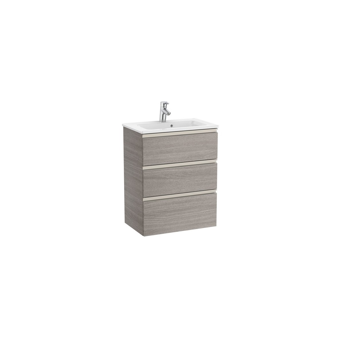 The gap unik meuble 3 tiroirs compact + lavabo slim 600mm city oak - ROCA A851498402 